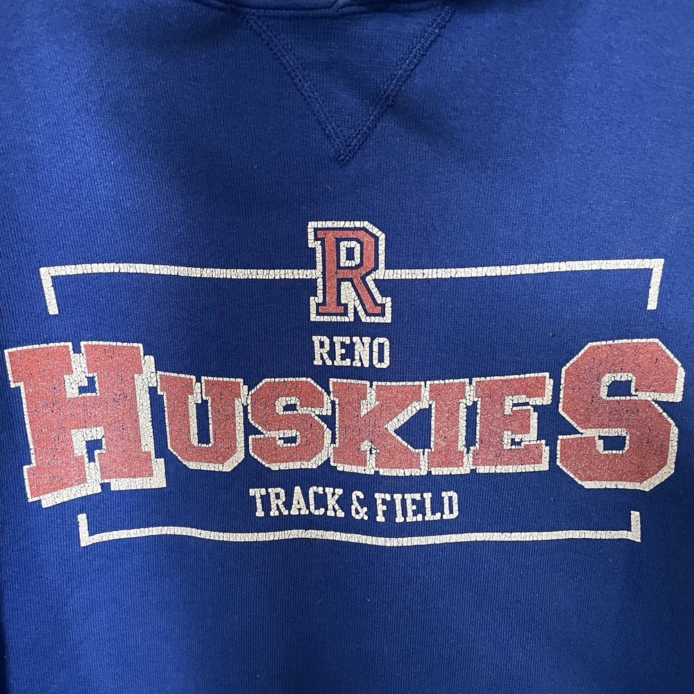 Russell Athletic Reno Huskies Nevada Track and Field Hoodie Blue Medium Vintage - Picture 2 of 13
